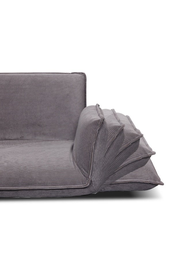 Rotai Mesa Adjustable Comfy Lazy Floor Sofa | Compact Loveseat with Adjustable Back & Arms, Corduroy Fabric, Floor Seating Sofa for Small Living Spaces. (GREY) - Image 4