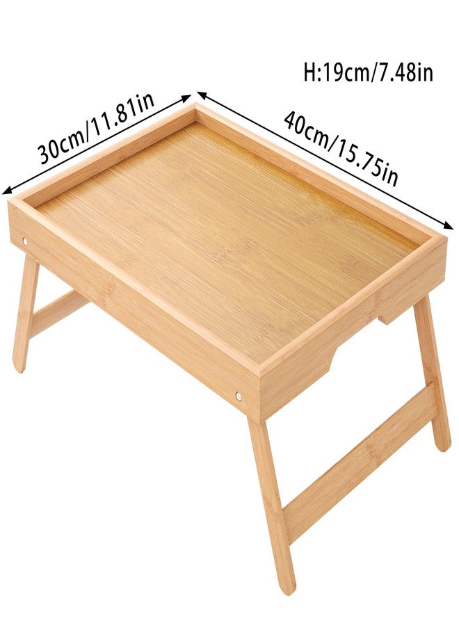 SRTFINE Bamboo Bed Tray Table with Foldable Legs Breakfast Tray, Lightweight Laptop Desk for Eating, Reading, Working in Bed or Sofa - Portable Lap Desk with Handles, Perfect for Home - Natural - Image 2