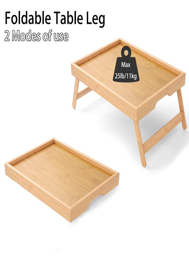 SRTFINE Bamboo Bed Tray Table with Foldable Legs Breakfast Tray, Lightweight Laptop Desk for Eating, Reading, Working in Bed or Sofa - Portable Lap Desk with Handles, Perfect for Home - Natural - Image 5