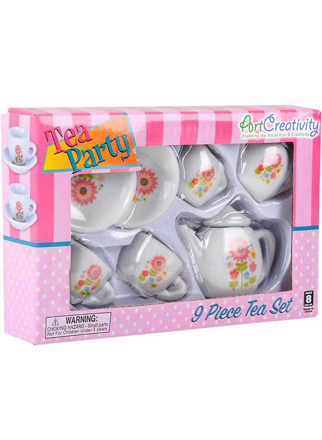ArtCreativity Mini Porcelain Tea Set For Kids Ceramic Pretend Play Set Miniature Saucers Cups Teapot Sugar And Cream Dispenser Best Holiday Birthday Gift For Boys And Girls Ages 8+  - Image 5