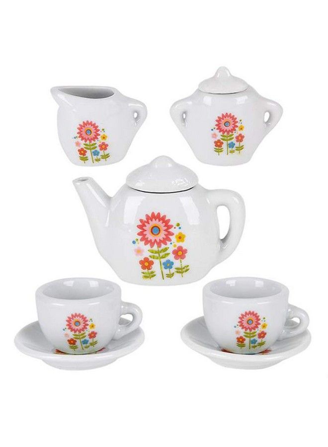 ArtCreativity Mini Porcelain Tea Set For Kids Ceramic Pretend Play Set Miniature Saucers Cups Teapot Sugar And Cream Dispenser Best Holiday Birthday Gift For Boys And Girls Ages 8+  - Image 2