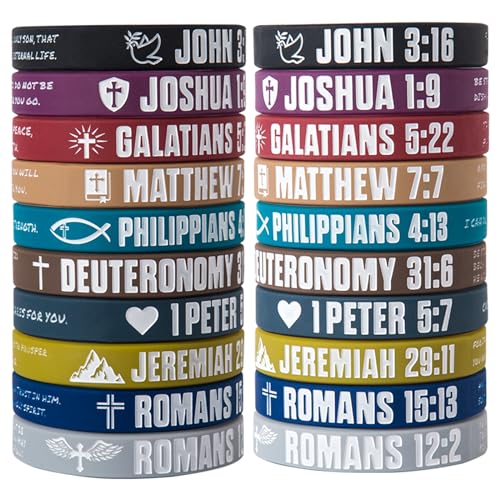 CYCLUSIVE 12 Pieces Christian Bible Verses Silicone Wristbands-Popular Bible Verses Faith Rubber Bracelets-Religious Gifts-Jesus Bracelets for Men Women - Image 1