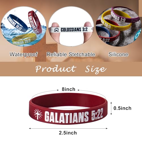 CYCLUSIVE 12 Pieces Christian Bible Verses Silicone Wristbands-Popular Bible Verses Faith Rubber Bracelets-Religious Gifts-Jesus Bracelets for Men Women - Image 4