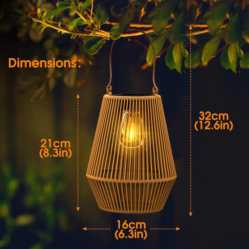 KagoLing Solar Lanterns for Outdoors, Pack of 4 Solar Lights for Outdoor Use in Bohemian Style with LED Light Bulb, Hanging/Standing, Hand Knitted Solar Lights for Patio, Garden, Courtyard, Balcony - Image 5