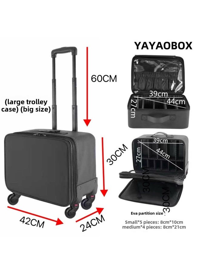 Professional Trolley Bag With Heightened Makeup Artist Oxford Cloth Cosmetic Case Large Capacity Travel Portable Universal Wheel Multi-layer Partition-Color:T18-1#Pu Embroidered Grid Trolley Case (transparent Bag) New - pzsku/Z05F4E612AE3A4A8A2C2FZ/45/_/1740985946/574050e0-9235-4700-8660-4a004f9b26c0