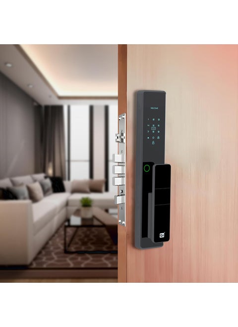 SmartiQo L3 Smart Door Lock 5Way Unlocking 5 Bolts Fingerprint PIN Remote Unlocking via OTP Access Card Mobile App Mechanical Key 2 Years Brand Warranty Grey