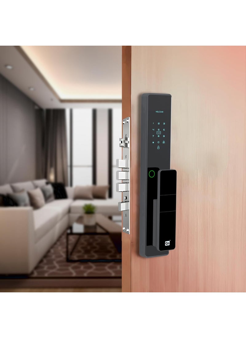 SmartiQo - SmartiQo L3 Smart Door Lock 5Way Unlocking 5 Bolts Fingerprint PIN Remote Unlocking via OTP Access Card Mobile App Mechanical Key 2 Years Brand Warranty Grey - Image 1