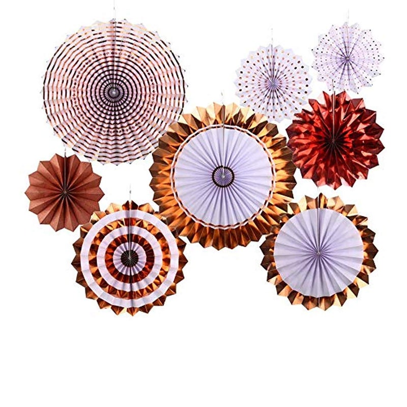 Party Propz Party Propz Rose Gold Decor Paper Fans Hanging for Birthday Bachelorette Bridal Shower Party Baby Shower First Bday for Rose Gold Decorations Items Set - Image 1