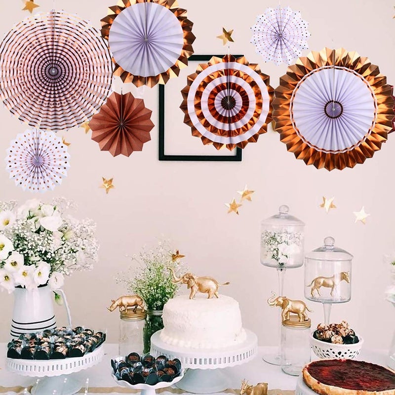 Party Propz Party Propz Rose Gold Decor Paper Fans Hanging for Birthday Bachelorette Bridal Shower Party Baby Shower First Bday for Rose Gold Decorations Items Set - Image 3