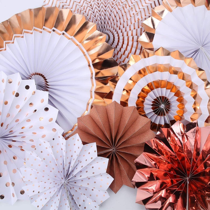 Party Propz Party Propz Rose Gold Decor Paper Fans Hanging for Birthday Bachelorette Bridal Shower Party Baby Shower First Bday for Rose Gold Decorations Items Set - Image 5