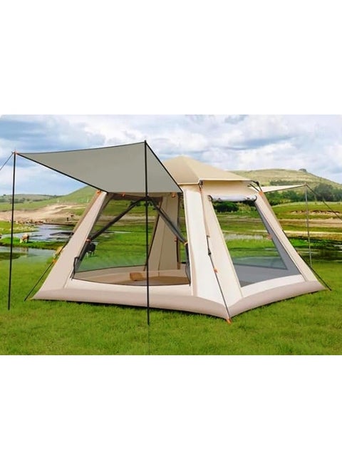 Automatic Camping Tent 6 Persons, Instant Automatic Pop Up Dome Tent, Portable Lightweight Camping Tent For Family Backpacking Hunting, Hiking Outdoor Beach Tent And Picnic Tent (Beige)