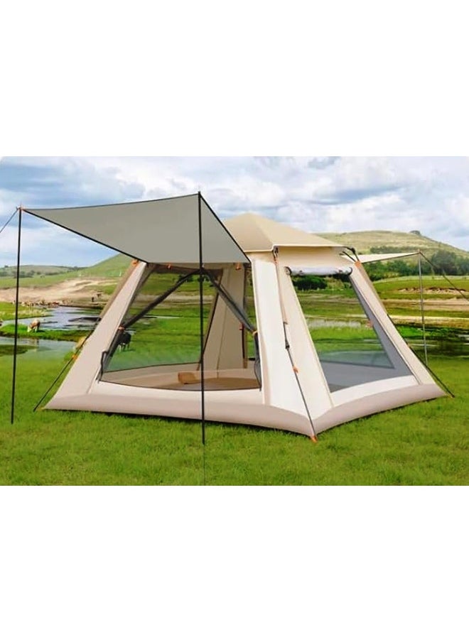 GO2CAMPS - Automatic Camping Tent 6 Persons, Instant Automatic Pop Up Dome Tent, Portable Lightweight Camping Tent For Family Backpacking Hunting, Hiking Outdoor Beach Tent And Picnic Tent (Beige) - Image 1
