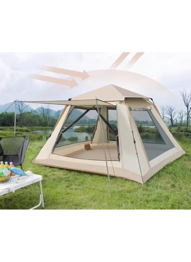 GO2CAMPS - Automatic Camping Tent 6 Persons, Instant Automatic Pop Up Dome Tent, Portable Lightweight Camping Tent For Family Backpacking Hunting, Hiking Outdoor Beach Tent And Picnic Tent (Beige) - Image 1