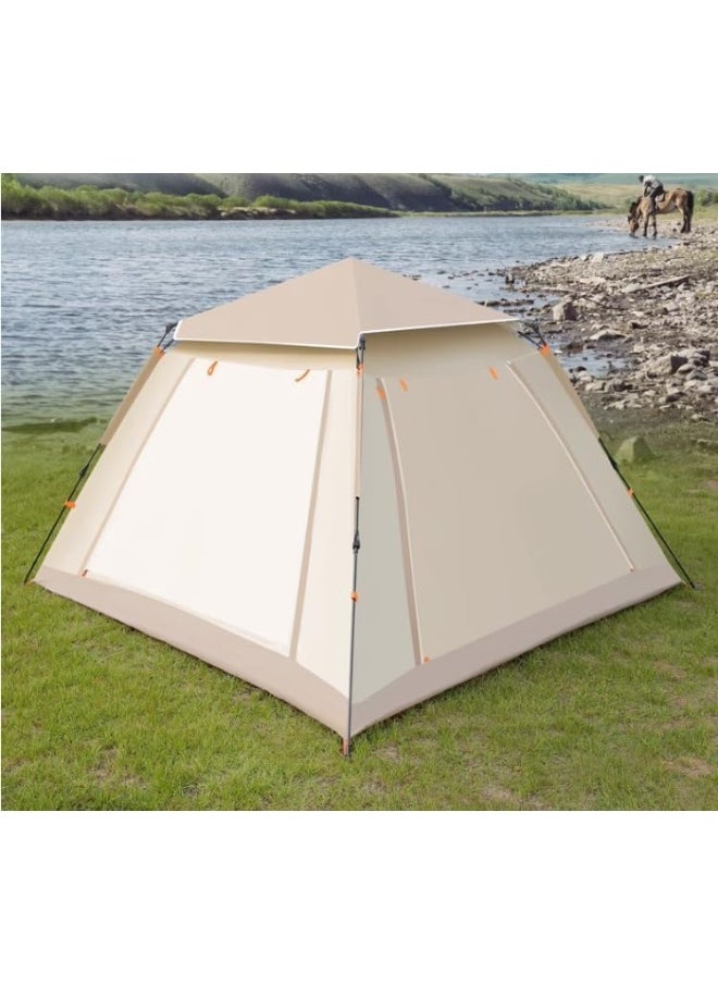 GO2CAMPS - Automatic Camping Tent 6 Persons, Instant Automatic Pop Up Dome Tent, Portable Lightweight Camping Tent For Family Backpacking Hunting, Hiking Outdoor Beach Tent And Picnic Tent (Beige) - Image 1