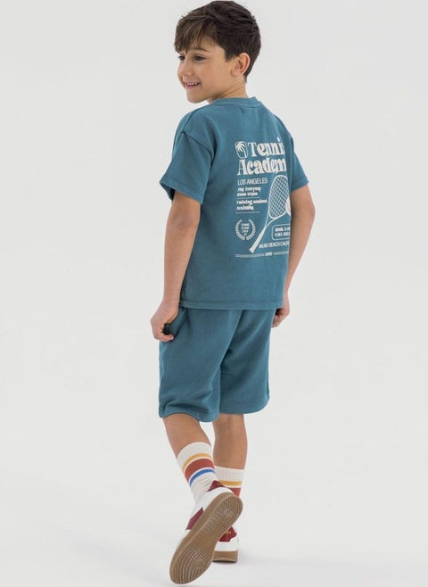 Boy’s Two-Piece Set with Printed T-Shirt and Shorts