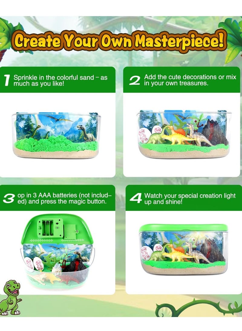 راكاي مجموعة أدوات صنع حوض ديناصورات للأطفال - هدية ديناصورات للأولاد من سن 4-5-6-7-8-12 سنة، مجموعة أدوات حرفية مضيئة مع ضوء ليلي وجهاز تحكم عن بعد، لعبة فنية وحرفية للأطفال - هدية عيد ميلاد للأولاد من سن 4-12 سنة - Image 3