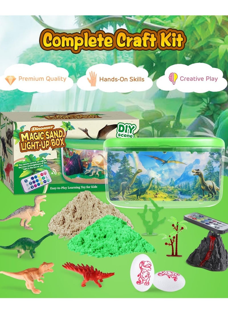 راكاي مجموعة أدوات صنع حوض ديناصورات للأطفال - هدية ديناصورات للأولاد من سن 4-5-6-7-8-12 سنة، مجموعة أدوات حرفية مضيئة مع ضوء ليلي وجهاز تحكم عن بعد، لعبة فنية وحرفية للأطفال - هدية عيد ميلاد للأولاد من سن 4-12 سنة - Image 2