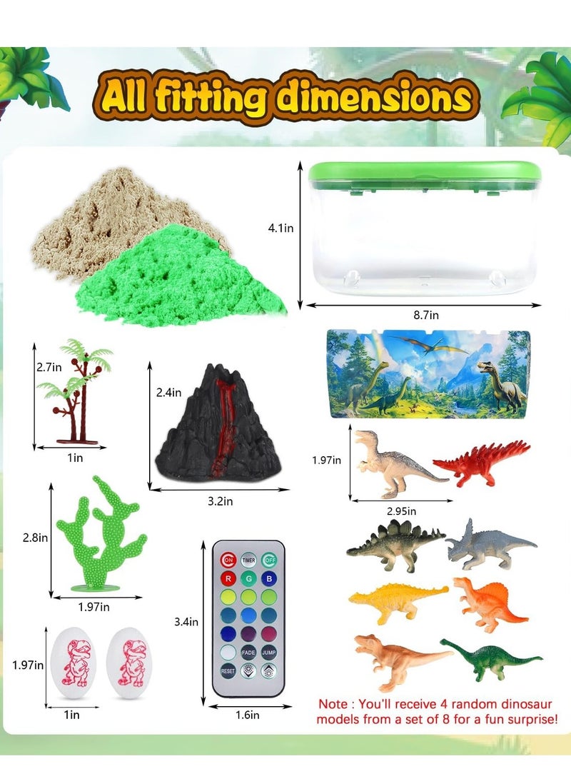 راكاي مجموعة أدوات صنع حوض ديناصورات للأطفال - هدية ديناصورات للأولاد من سن 4-5-6-7-8-12 سنة، مجموعة أدوات حرفية مضيئة مع ضوء ليلي وجهاز تحكم عن بعد، لعبة فنية وحرفية للأطفال - هدية عيد ميلاد للأولاد من سن 4-12 سنة - Image 4