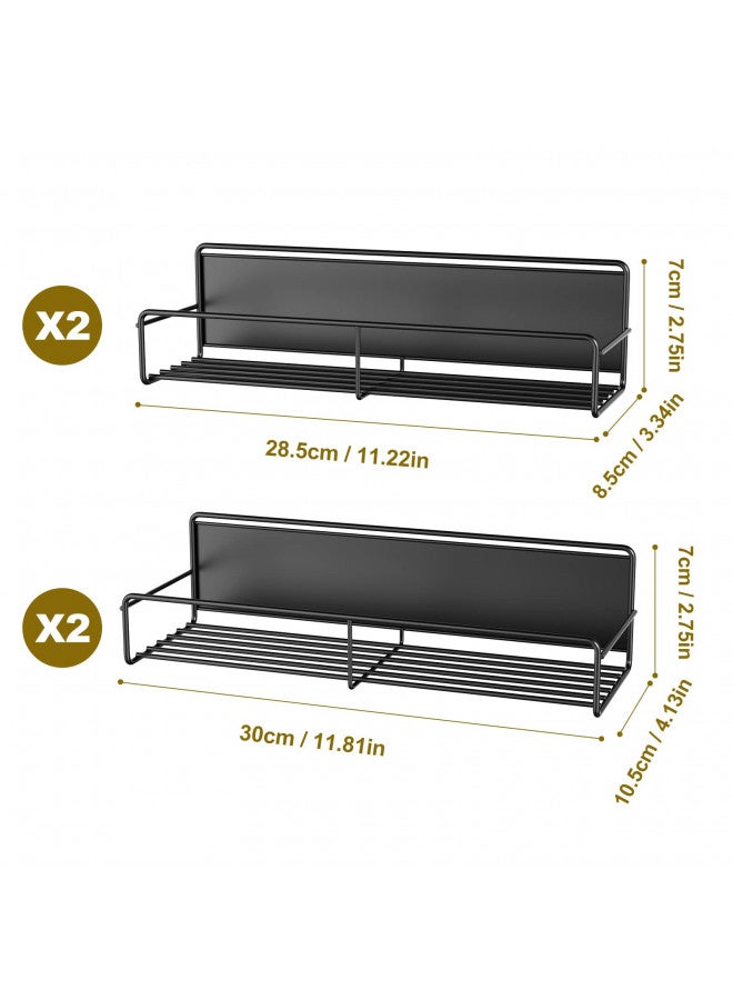 Mystozer Mystozer 4 Pack Magnetic Spice Rack for Refrigerator, Magnetic Shelf Fridge Organizer for Kitchen Storage, Black  - Image 4