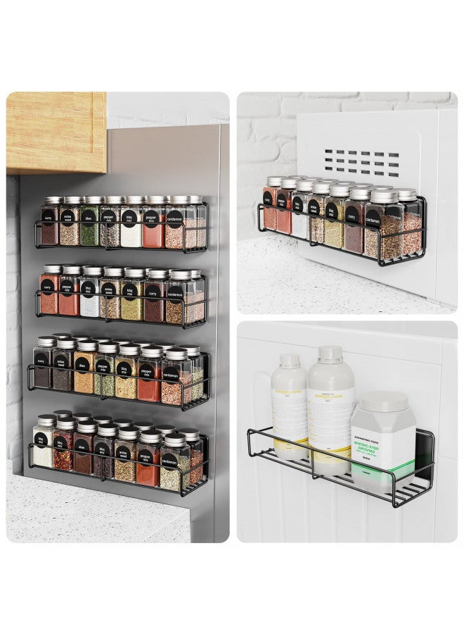 Mystozer Mystozer 4 Pack Magnetic Spice Rack for Refrigerator, Magnetic Shelf Fridge Organizer for Kitchen Storage, Black  - Image 3