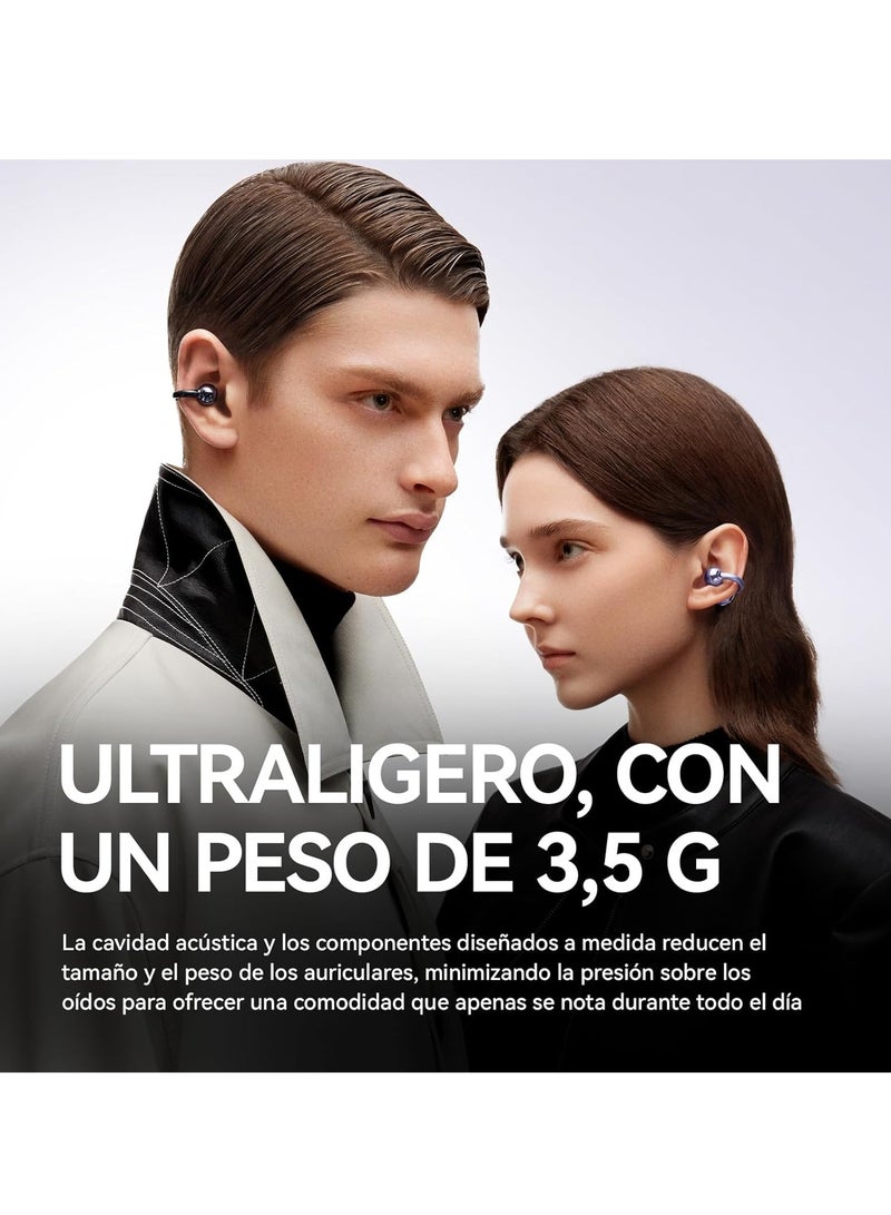 Sanag S6S PRO Open Ear Free Clip-On Headphones, True Wireless Bluetooth Earphones with Microphone, IPX4 Waterproof Sports Earbuds, 38H Playtime OWS Design Fit Sport Running, App Custom Settings (Purple) - Image 2