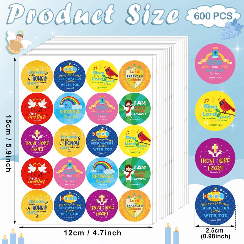Geyee 600 Pcs Christian Religious Stickers for Kids Jesus Faith Shape Easter Stickers Catholic Child Drawn Scripture Decors for Toddler Art Crafts(Angel Style) - Image 2