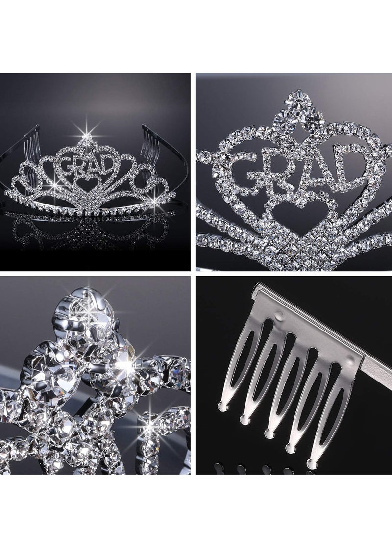 Excefore Graduation Party Supplies Kits, Glittered Metal Graduation Princess Grad Crown Tiara Class of 2024 Graduate Sash, Present for Graduation Party Decorations Grad Decor Favors (Black) - Image 3