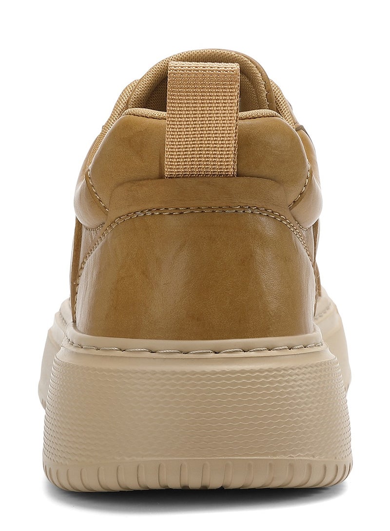 Sky View SKY VIEW Men's Fashion Shoes Ultrafine Fiber Vamp Casual Shoes For Men Non Slip Lace Up Chunky Sneakers Cushioned And Lightweight Low Top Walking Shoes Yellow-01  - Image 4
