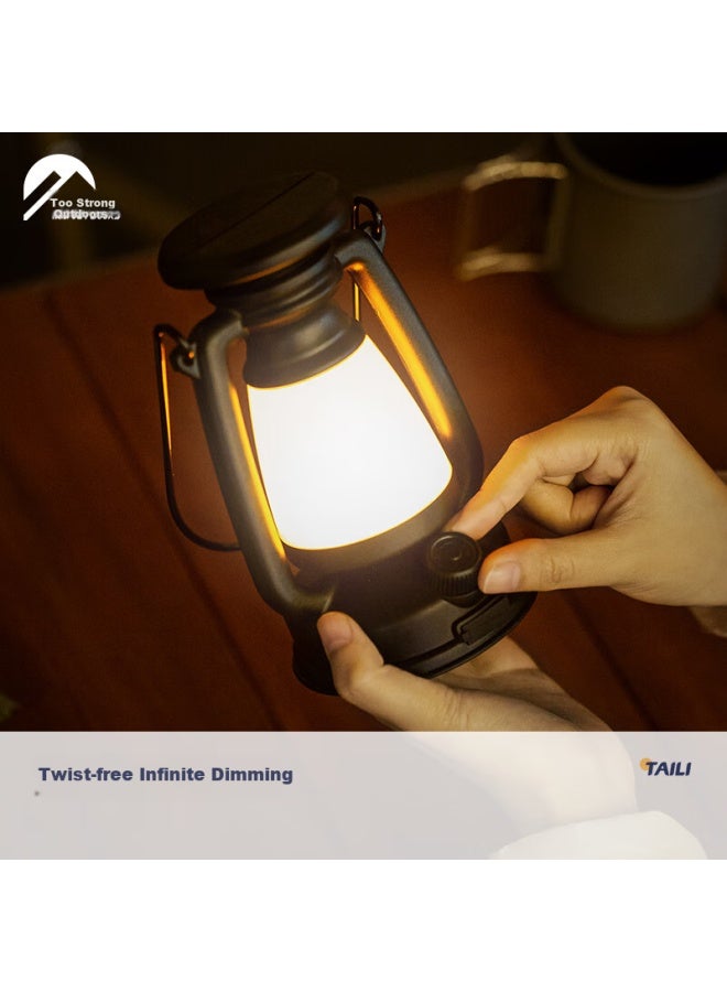 Taili Camping Light Long Battery Life Stepless Dimming Rechargeable Emergency Portable Outdoor Tent Hanging Light Adjustable Waterproof Black - Image 3