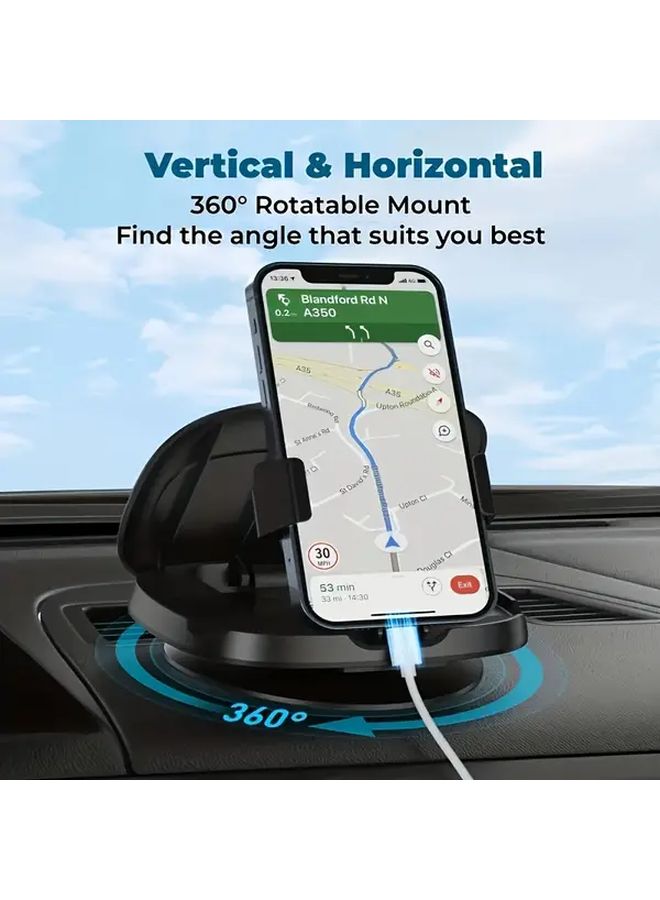 Black 360 Rotatable Car Phone Mount Universal Dashboard Cradle For Hands Free Driving - Image 5