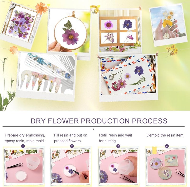 Eshow 100Pcs Natural Pressed Dried Flowers Resin, Dry Flowers for Resin Accessories, Dried Flower for Scrapbooking DIY Art Crafts, Epoxy Resin Jewelry Molds, Candle, Nails Décor, Craft Making - Image 2