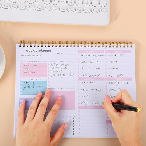 Accuprints Weekly Planner Notepad with 52 Undated Sheets（8.5"×11"）- Weekly Desk Planner Pad with Spiral Binding for Women & Man, Office (Multicolor Planner) - Image 1
