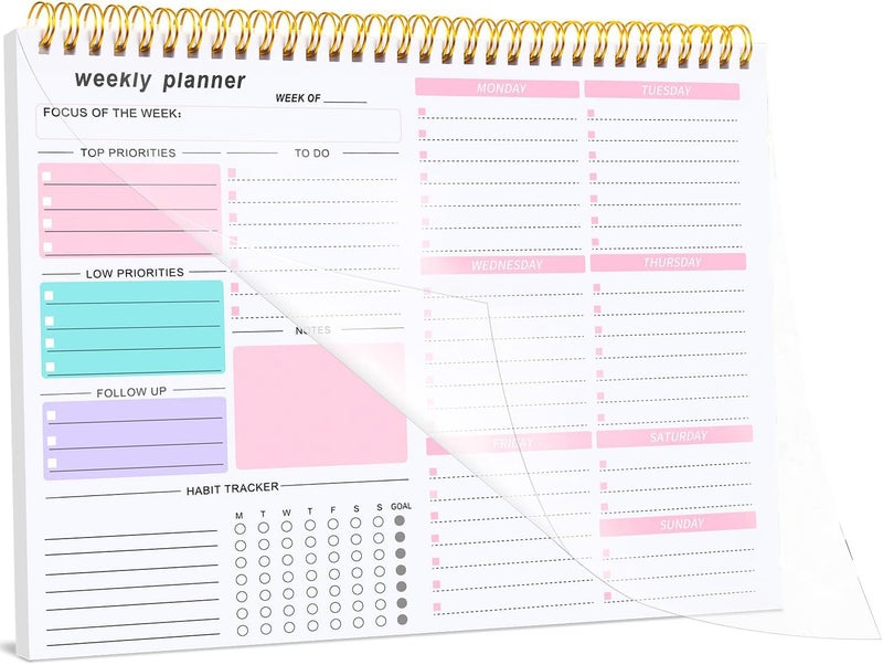 Accuprints Weekly Planner Notepad with 52 Undated Sheets（8.5"×11"）- Weekly Desk Planner Pad with Spiral Binding for Women & Man, Office (Multicolor Planner) - Image 2