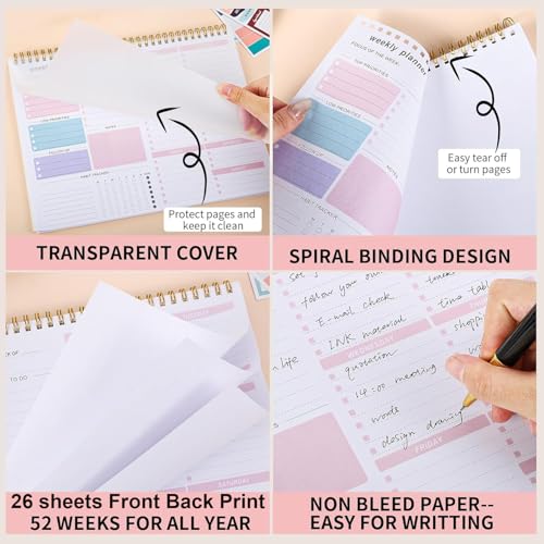Accuprints Weekly Planner Notepad with 52 Undated Sheets（8.5"×11"）- Weekly Desk Planner Pad with Spiral Binding for Women & Man, Office (Multicolor Planner) - Image 5