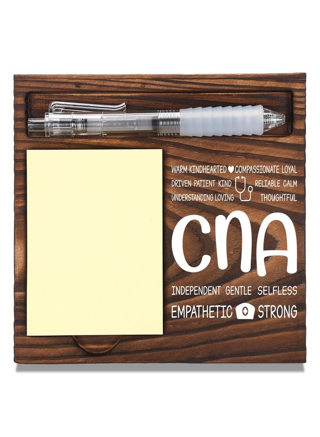 FTONENI Certified Nursing Assistant Appreciation Gifts, Thank You Gift for Nursing Assistant, CNA Office Coworkers Staff Appreciation Gift, Sticky Note Holder Wooden Notepad & Pen Holder 6.5" x 4.7" - FTA278 - Image 1