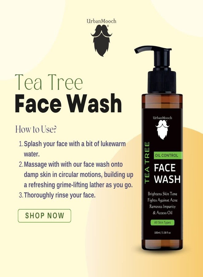 UrbanMooch Tea Tree Anti Acne Facewash for Men | Facewash for Oily Skin | Oil Control | Anti - Acne & Pimples | Clear & Glowing Skin | NO Paraben & NO Sulphates | All Skin Types, 100 ml - Image 5