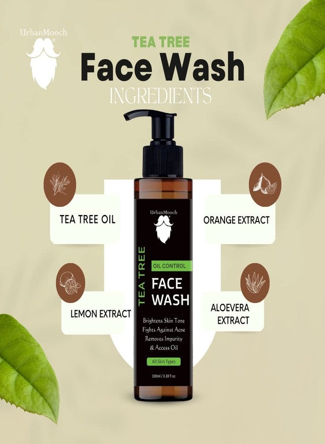 UrbanMooch Tea Tree Anti Acne Facewash for Men | Facewash for Oily Skin | Oil Control | Anti - Acne & Pimples | Clear & Glowing Skin | NO Paraben & NO Sulphates | All Skin Types, 100 ml - Image 3