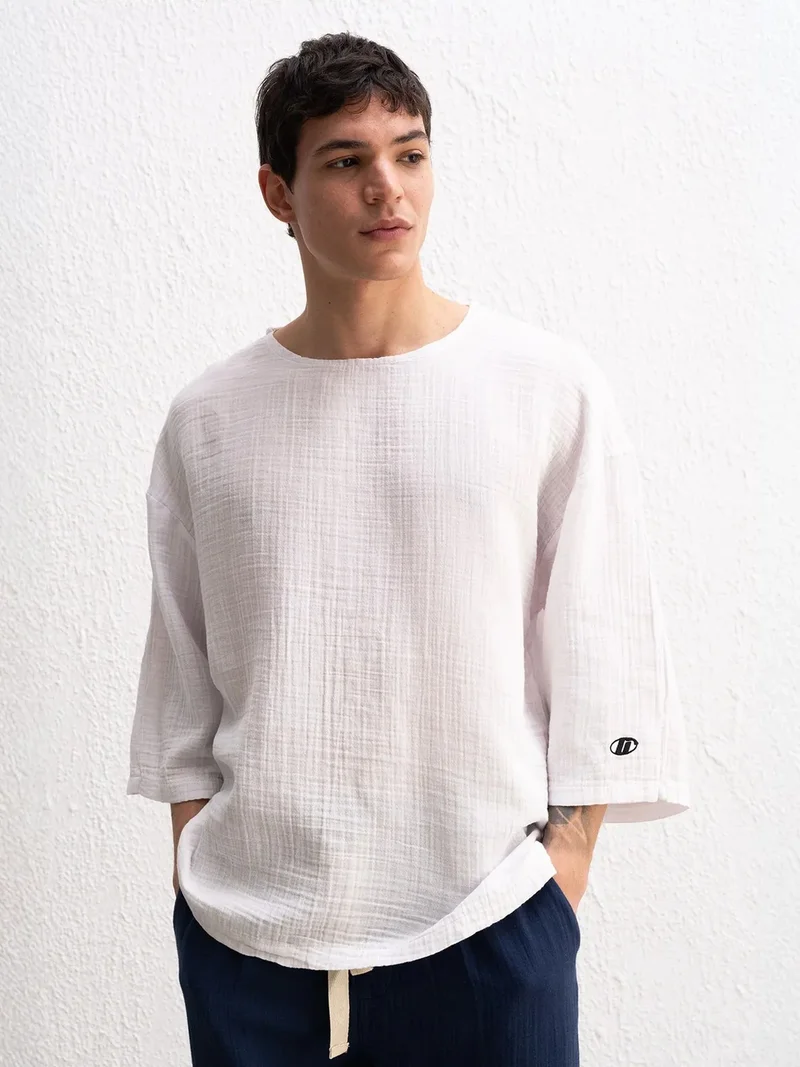 جيستو GIESTO Muslin Crew Neck Long Sleeve T-Shirt