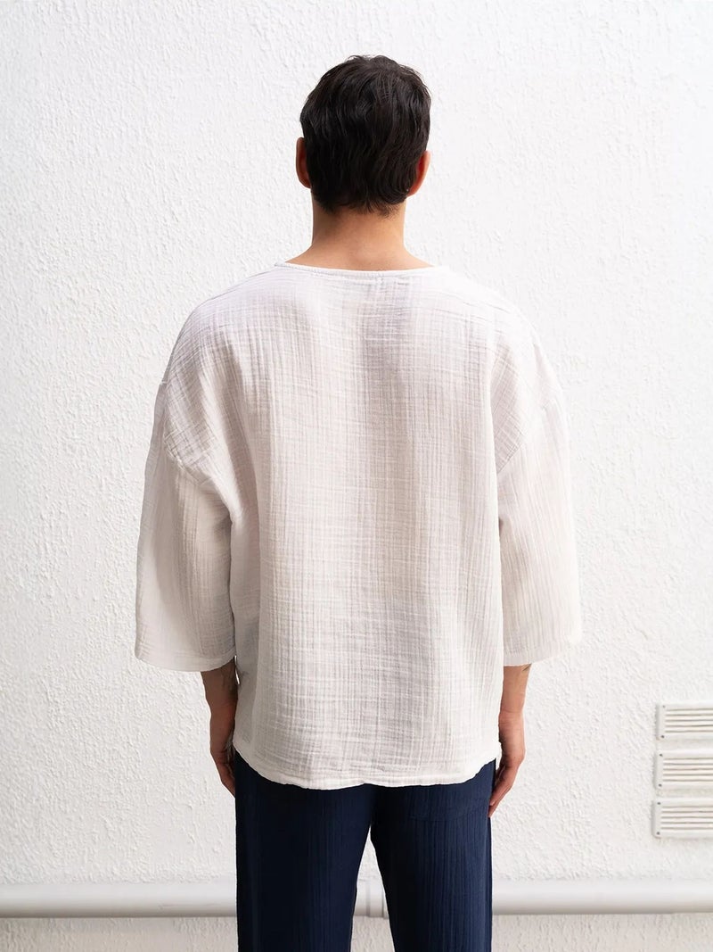 GIESTO Muslin Crew Neck Long Sleeve T-Shirt - Image 3