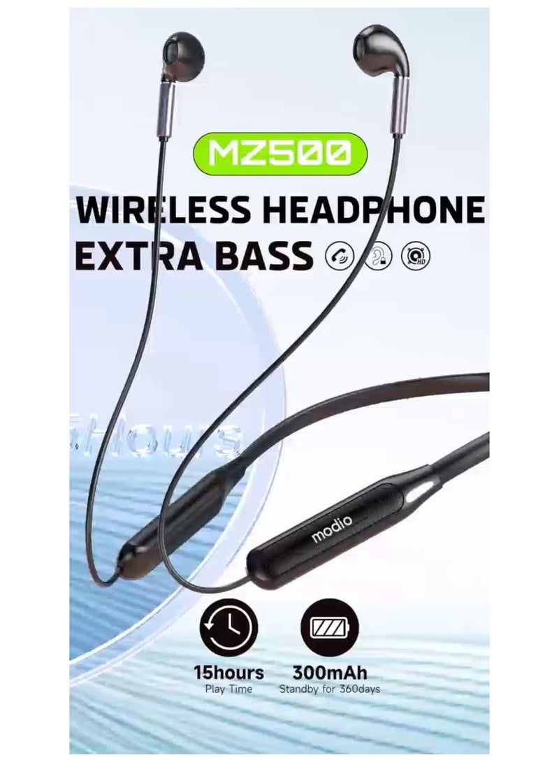 موديو سماعة رأس لاسلكية Modio MZ500 بسوار للرقبة مع بلوتوث 5.3 وعمر بطارية يصل إلى 15 ساعة - Image 4