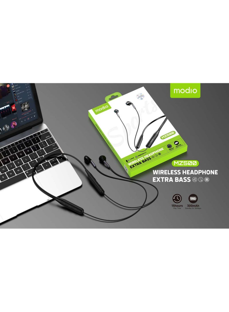 موديو سماعة رأس لاسلكية Modio MZ500 بسوار للرقبة مع بلوتوث 5.3 وعمر بطارية يصل إلى 15 ساعة - Image 5