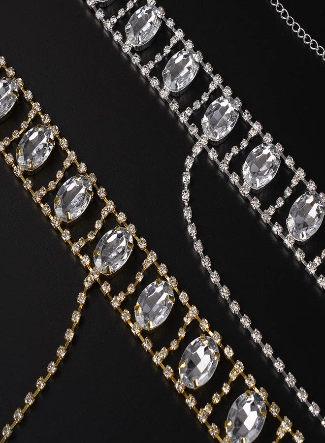Rumtock Gold Rhinestones Choker Necklace Long Chain Women Dressy Y Tassel Choker Jewelry - Image 2