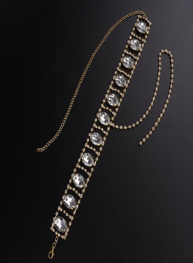 Rumtock Gold Rhinestones Choker Necklace Long Chain Women Dressy Y Tassel Choker Jewelry - Image 4