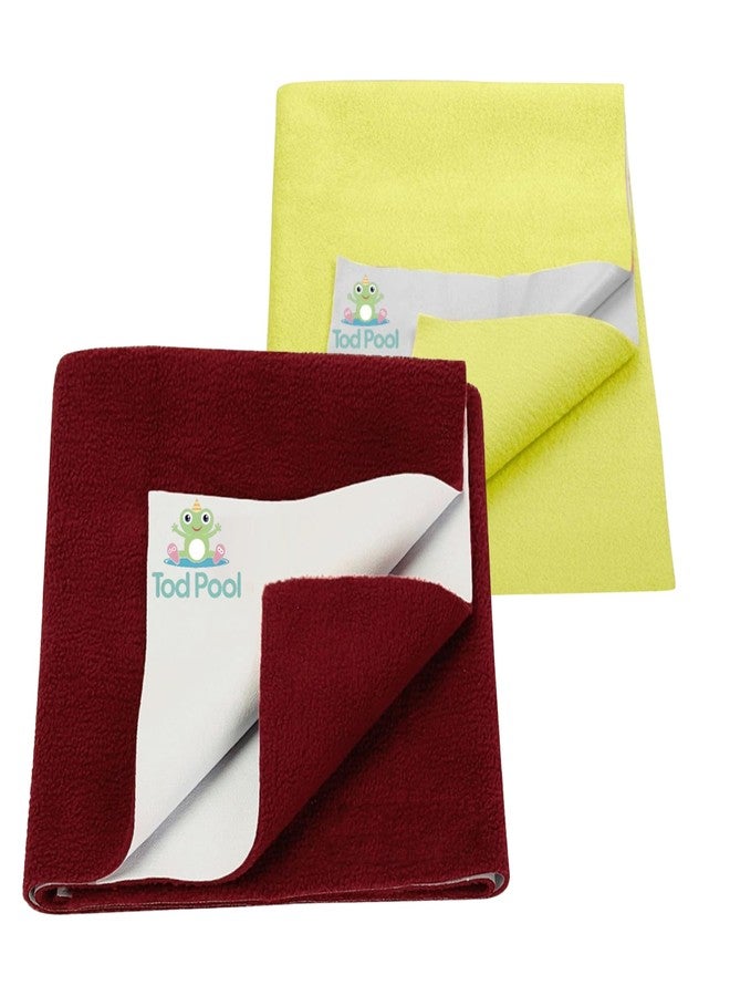 TOD Pool Reversible Baby Fleece Blanket - Ultra Soft, Warm & Lightweight Double Layer Blanket for Newborns & Toddlers - Cozy Swaddle Wrap for Boys & Girls - 2-Pack (Maroon & Yellow, Small)