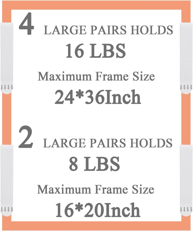 Gidse Large Picture Hanging Strips Heavy Duty, 16-Pairs(32 Strips) Sticky Picture Hangers for Walls No Damage Wall Picture Hangers Without Nails Refill Adhesive Poster Strips - Image 3