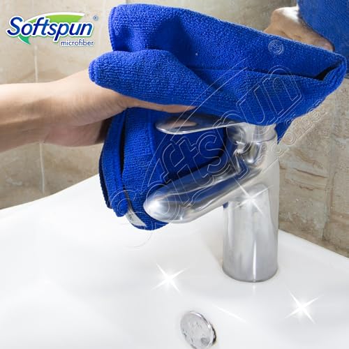 SOFTSPUN Microfiber Cloth 40x60 Cms, 4 Piece Towel Set, 340 GSM (Blue) Multi-Purpose Super Soft Absorbent Cleaning Towels for Home, Kitchen, Car, Cleans & Polishes Everything in Your Home. - Image 5