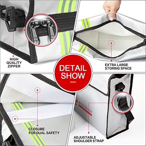 ROLOWAY Large (15 x 12 x 5 inches) Fireproof Bag with Reflective Strip, Water Resistant Fireproof Document Bag Safe for Money, Documents and Valuables Storage - Image 5