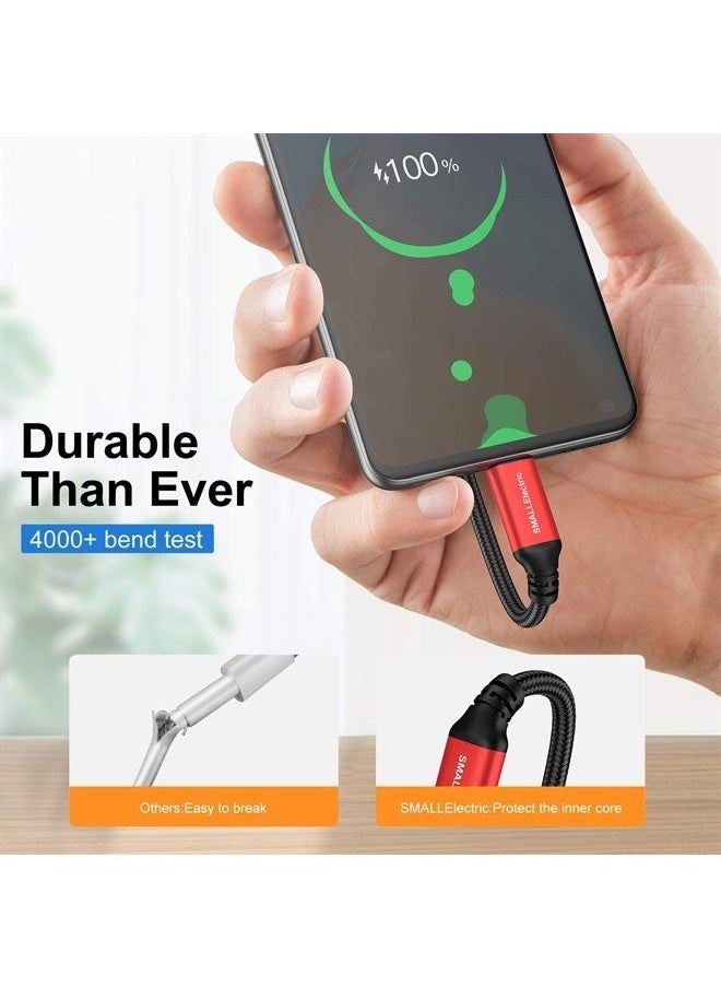 SMALLElectric 5Pack 10ft USB C Cable, Extra Long USB A to USB-C 10foot Type C Fast Charging Cable Compatible Galaxy S10 20 9 8 Plus a10e,Braided Rapid Charger Cord for Note 10 9 8,LG V50 V40 G8 G7(Red)  - Image 2