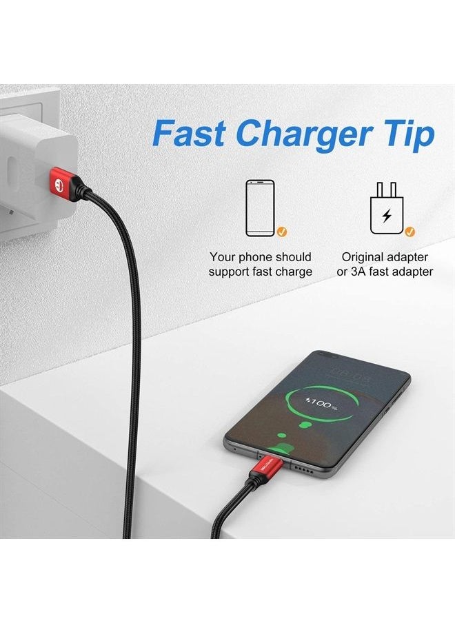 SMALLElectric 5Pack 10ft USB C Cable, Extra Long USB A to USB-C 10foot Type C Fast Charging Cable Compatible Galaxy S10 20 9 8 Plus a10e,Braided Rapid Charger Cord for Note 10 9 8,LG V50 V40 G8 G7(Red)  - Image 4