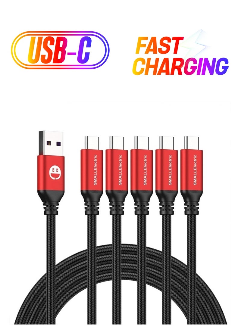 SMALLElectric 5Pack 10ft USB C Cable, Extra Long USB A to USB-C 10foot Type C Fast Charging Cable Compatible Galaxy S10 20 9 8 Plus a10e,Braided Rapid Charger Cord for Note 10 9 8,LG V50 V40 G8 G7(Red)  - Image 1